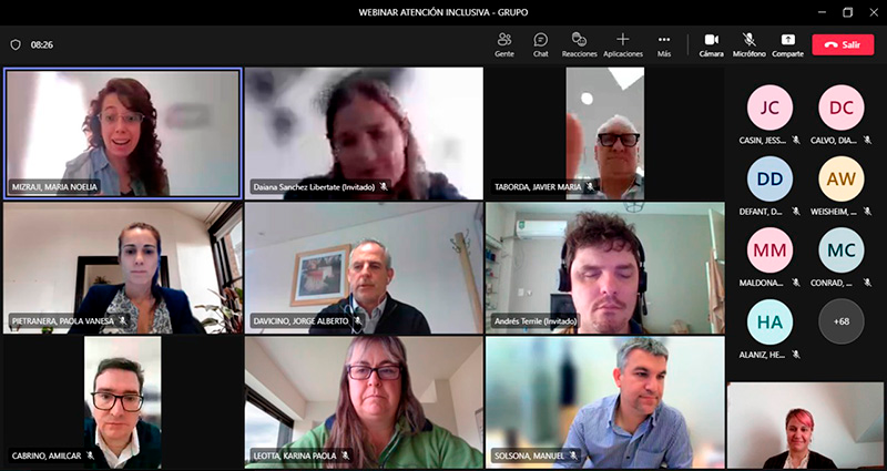 Captura de reunión de formación virtual a equipos de Banco Patagonia.